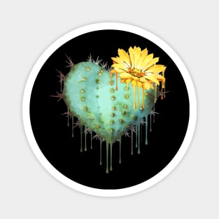 Cactus heart watercolor jellow flower Magnet